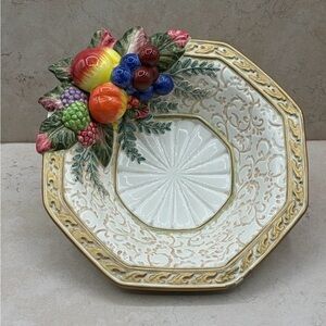 Fitz And Floyd Venezia Fruit Canapé Octagon 8" Open Candy Dish Hand Painted